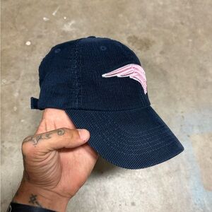 NFL New England Patriots Blue And Pink Corduroy Hat Adjustable Buckle Strap Cap